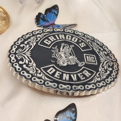 Customizable Personalized Belt Buckle Unique Pattern Button Ribbon Three-gear Adjustment Tri Glide Slides Buckle for Coat Belt