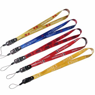 Wrist Lanyard Woven Embroidered Logo Fabric Strap Tag Keyring Nylon Polyester Lanyards Custom Motorcycle Keychains 