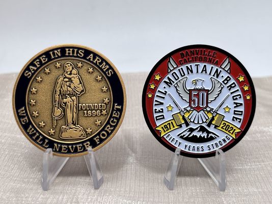 High quality Customizable Souvenir Coin Manufacture's Cheap Metal Crafts Logo Engraved Blank Metal Plated Coin Stamping Technique Mascot