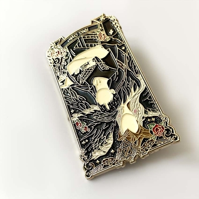 Custom Lapel Pin With Chain Metal Badge Gold Spinning Design Cartoon Anime Soft Hard Enamel Pin Custom Lapel Pin