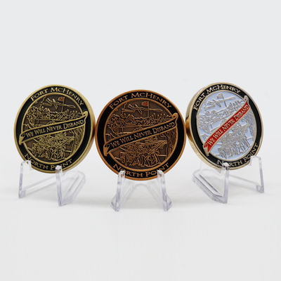 2 Inch - 2.5 Inch Double Sided Custom Challenge Coin with Antique Bronze/Gold Plating and Customized Design