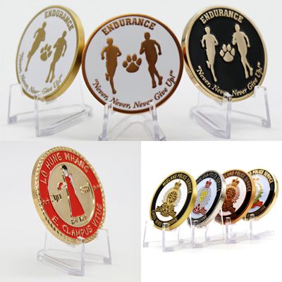 High quality Custom Logo Challenge Coins Manufacturer 3D Zinc Alloy Gold Silver Metal Enamel Hard Enamel Collection Coin Velvet Box Packing from China
