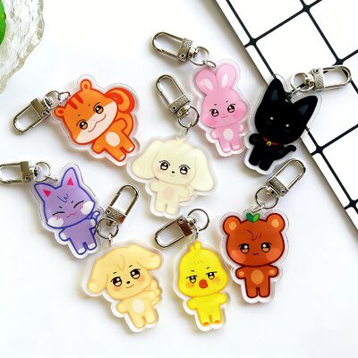 Buy Custom Clear Acrylic Keychain Logo Cartoon Glitter Epoxy Keychain Charm Plastic Key Chain Anime Acrylic Keyring Custom online manufacture
