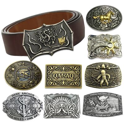 Buy Western Custom Belt Buckle in Zinc Alloy with Customized Shape and 3