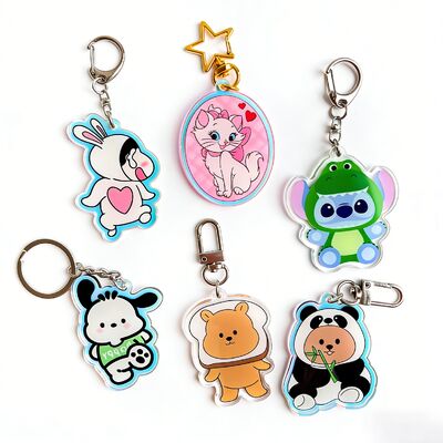 Buy Custom Glitter Epoxy Keychain – Clear Acrylic with Cartoon Logo & Anime Design online manufacture