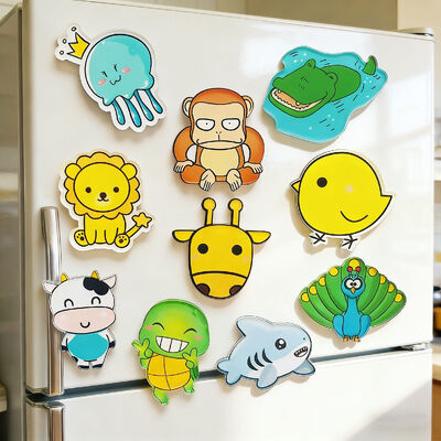 Buy Creative cartoon acrylic fridge magnets with custom logo are wholesale stickers. online manufacture