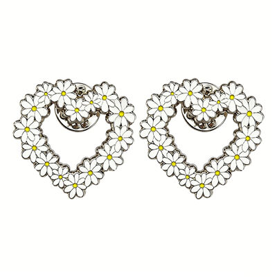 Buy Daisy Enamel Pins Heart Shape Brooch Lapel Pin For Backpack Jacket Fashion Gift Wholesale online manufacture
