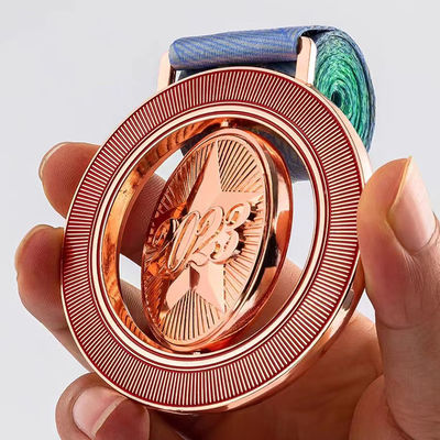 3 Inch Custom Medals Die Cast Custom Engraved Medals Rose Gold Custom Enamel