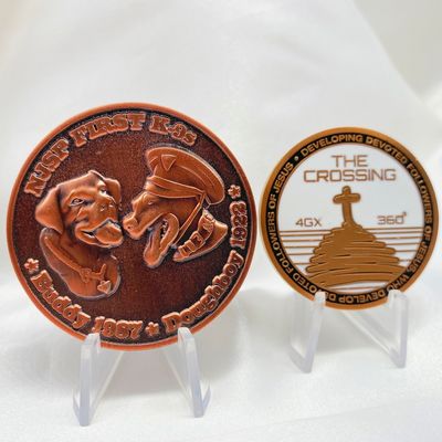 Custom Challenge Coin with Laser Logo Print in Brass Copper Bronze for Die Casting Stamping