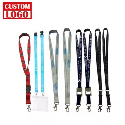 Custom Printed Polyester Lanyard with Metal Hook Attachment for ID Card Holder Neck Strap