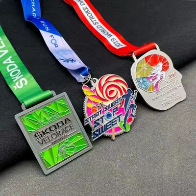 Personalized Custom 2D Double-sided Soft Enamel Running Sports Sports Event Ribbon Medal Metal