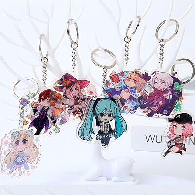 Custom Acrylic Keychain with Transparent Process and Keyring Link Chains in Customized Colors for Promotional Use