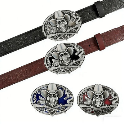 Custom antique silver zinc alloy belt buckle with colorful soft enamel detailing.