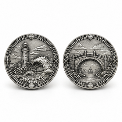 Custom Zinc Alloy Challenge Coins with 6-8cm Diameter and Gold Plating for Corporate Recognition